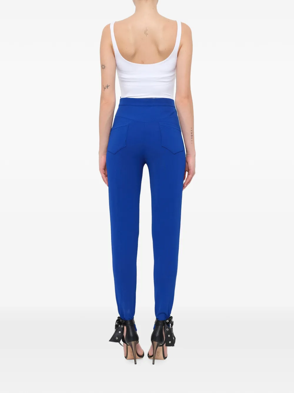 Balmain High-waist skinny broek van breiwerk Blauw