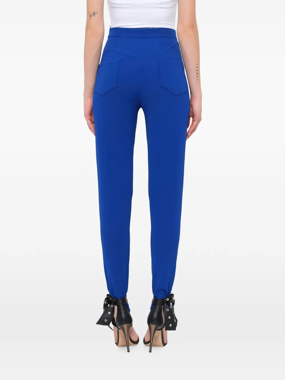 Balmain High-waist skinny broek van breiwerk Blauw