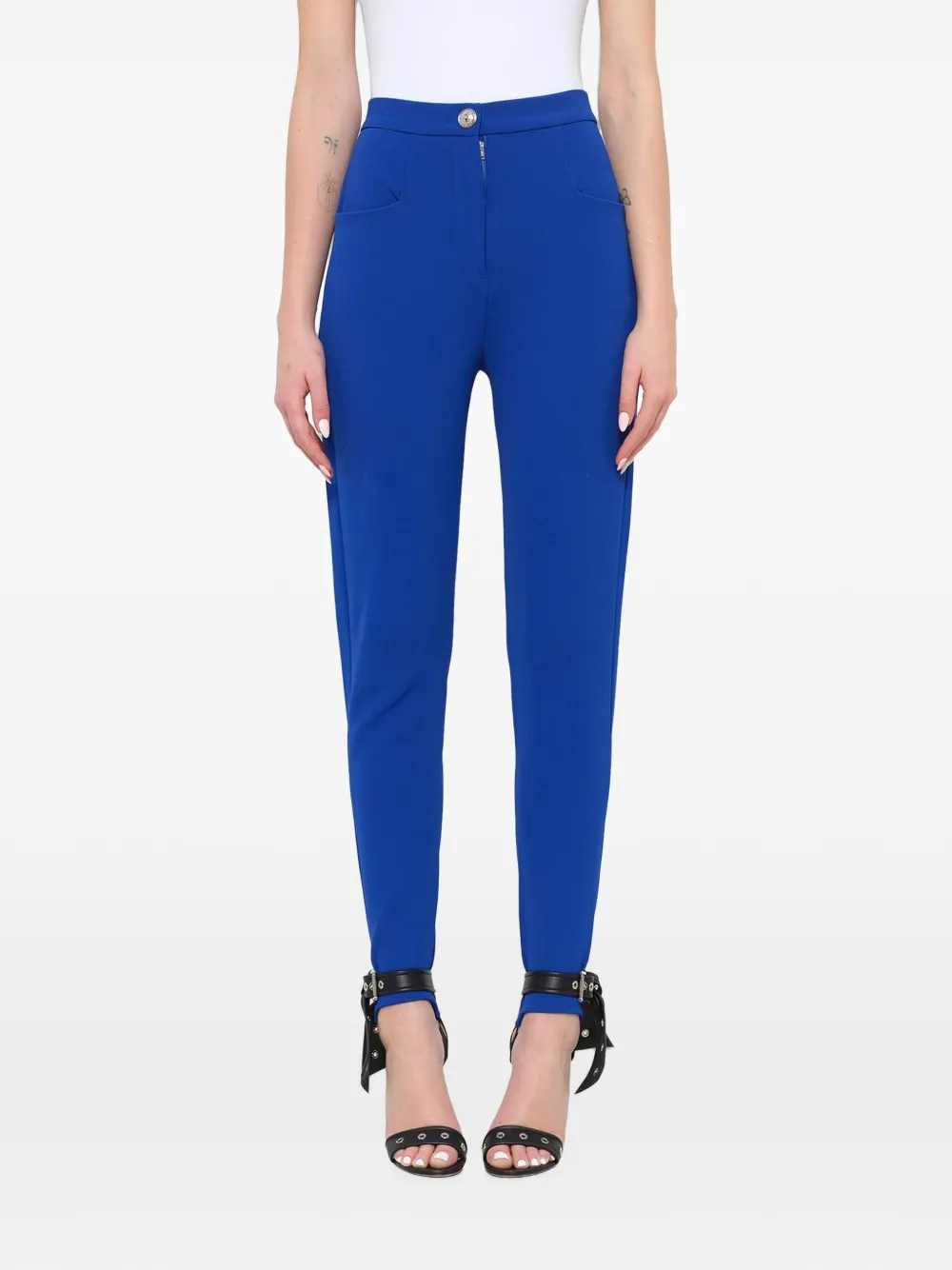 Balmain high-waisted knit skinny trousers - Blau
