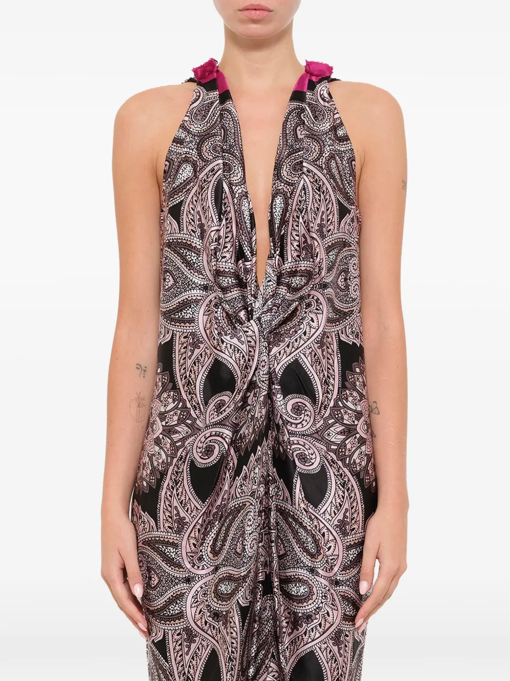 Lanvin paisley-print halterneck dress - Rosa