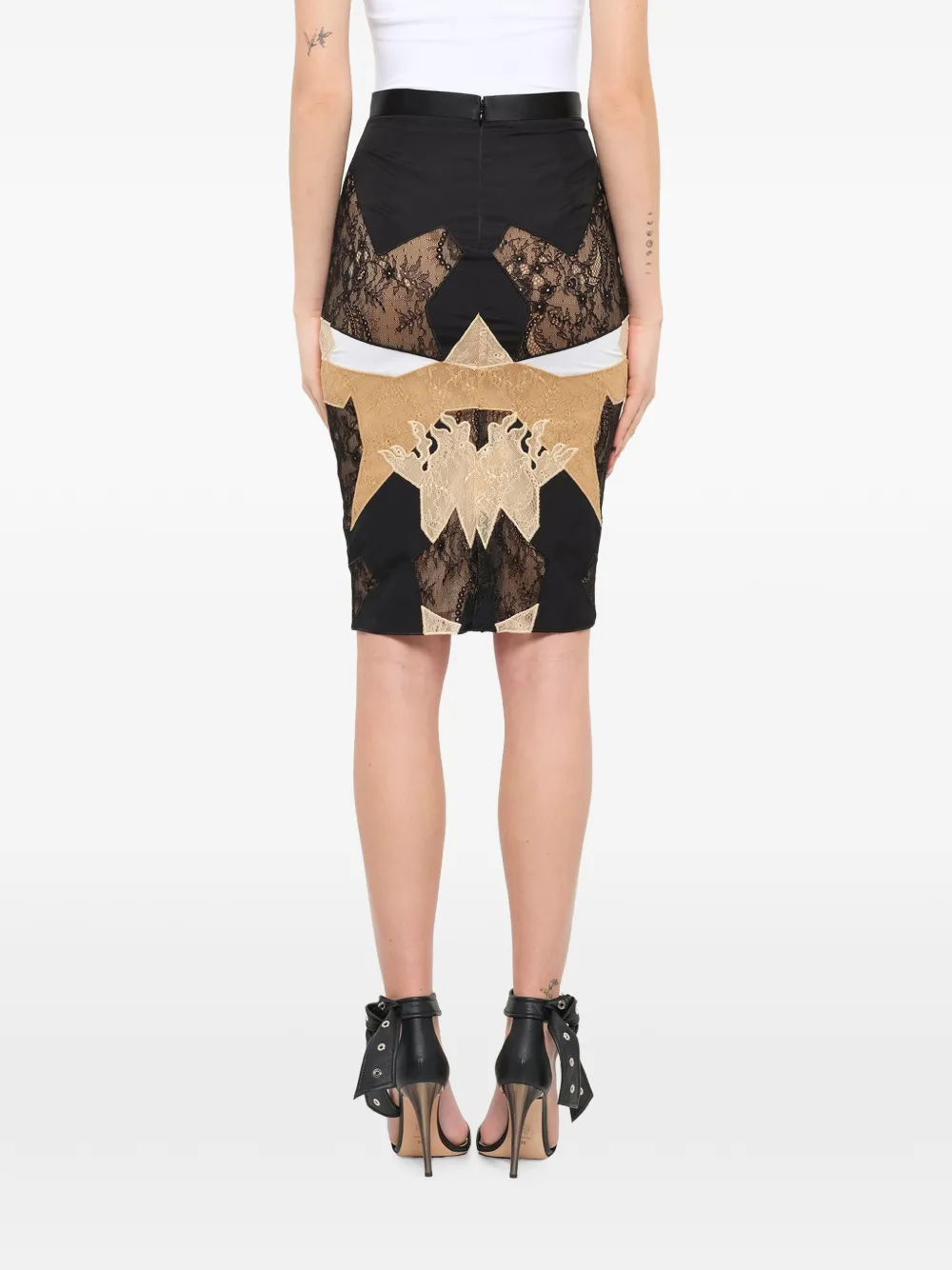 Givenchy Midi-rok met kanten vlakken Zwart