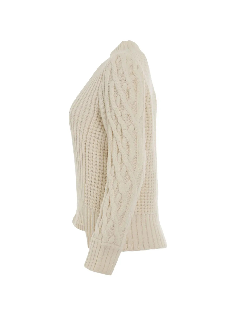 sacai Kabelgebreide geribbelde trui Beige