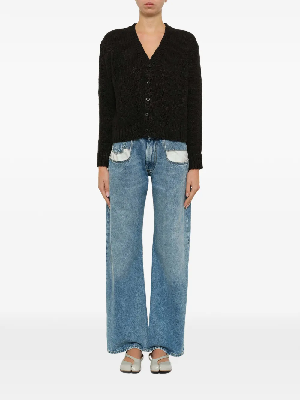 Maison Margiela four-stitch Logo Hemp Cardigan | Black | FARFETCH RO