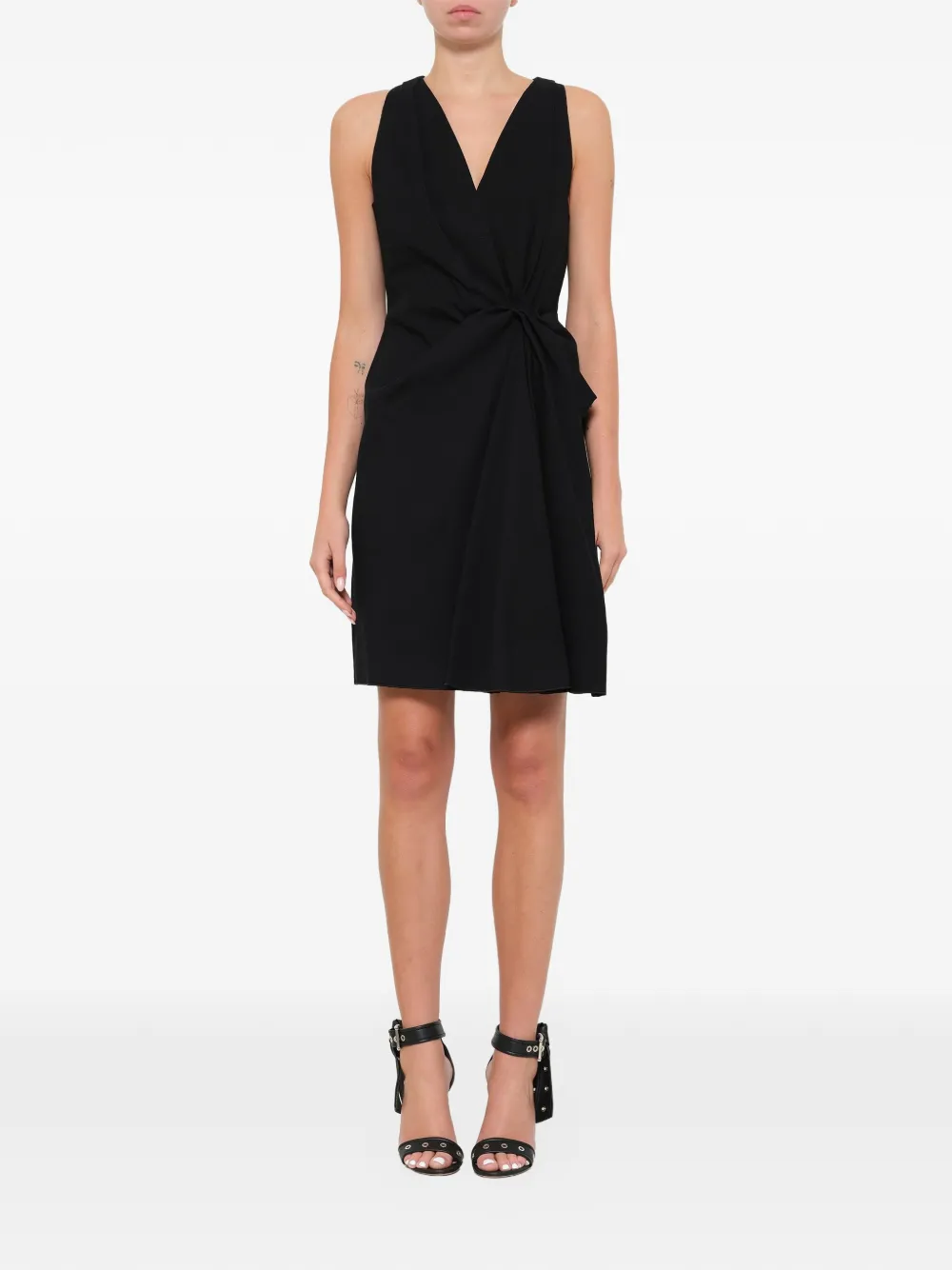 Lanvin Mini-jurk met V-hals met geknoopt detail Zwart