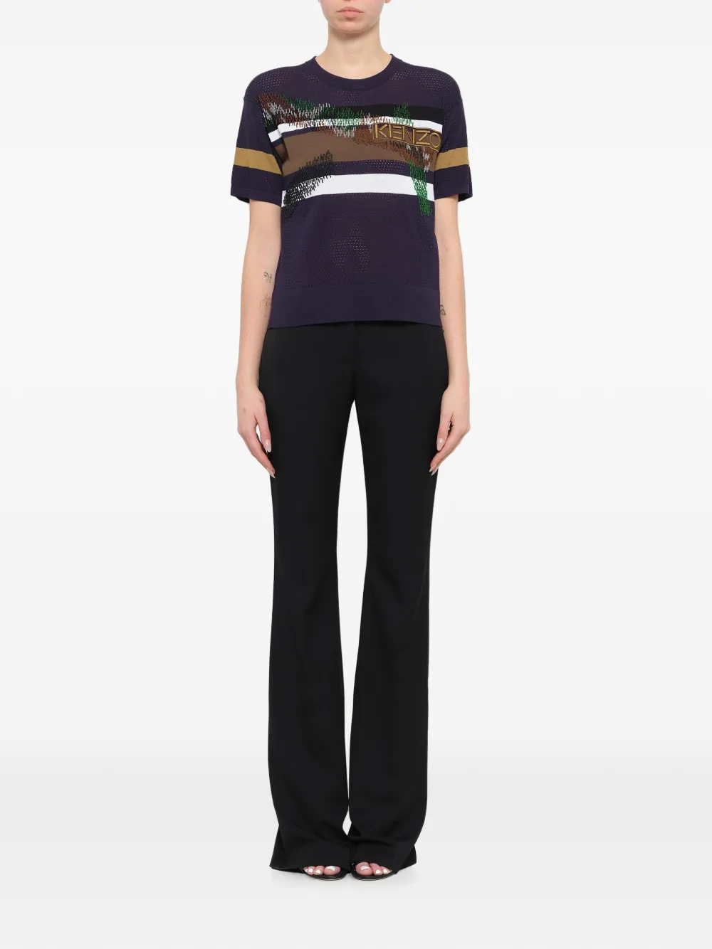 Kenzo Gestreepte trui met geborduurd logo Blauw