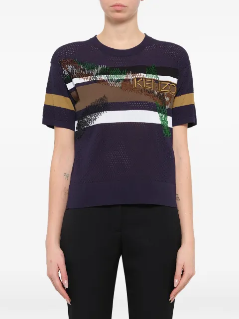 Kenzo logo-embroidered striped sweater