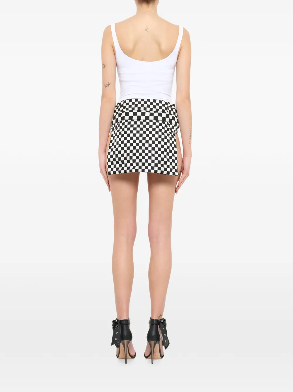 Givenchy Podium check-pattern side-slit mini skirt Zwart