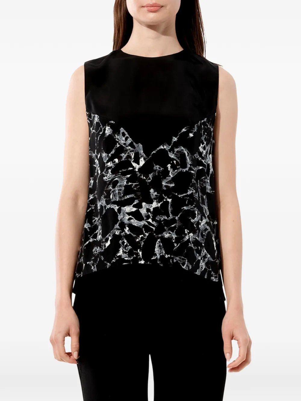Balenciaga marble-print sleeveless blouse - Nero