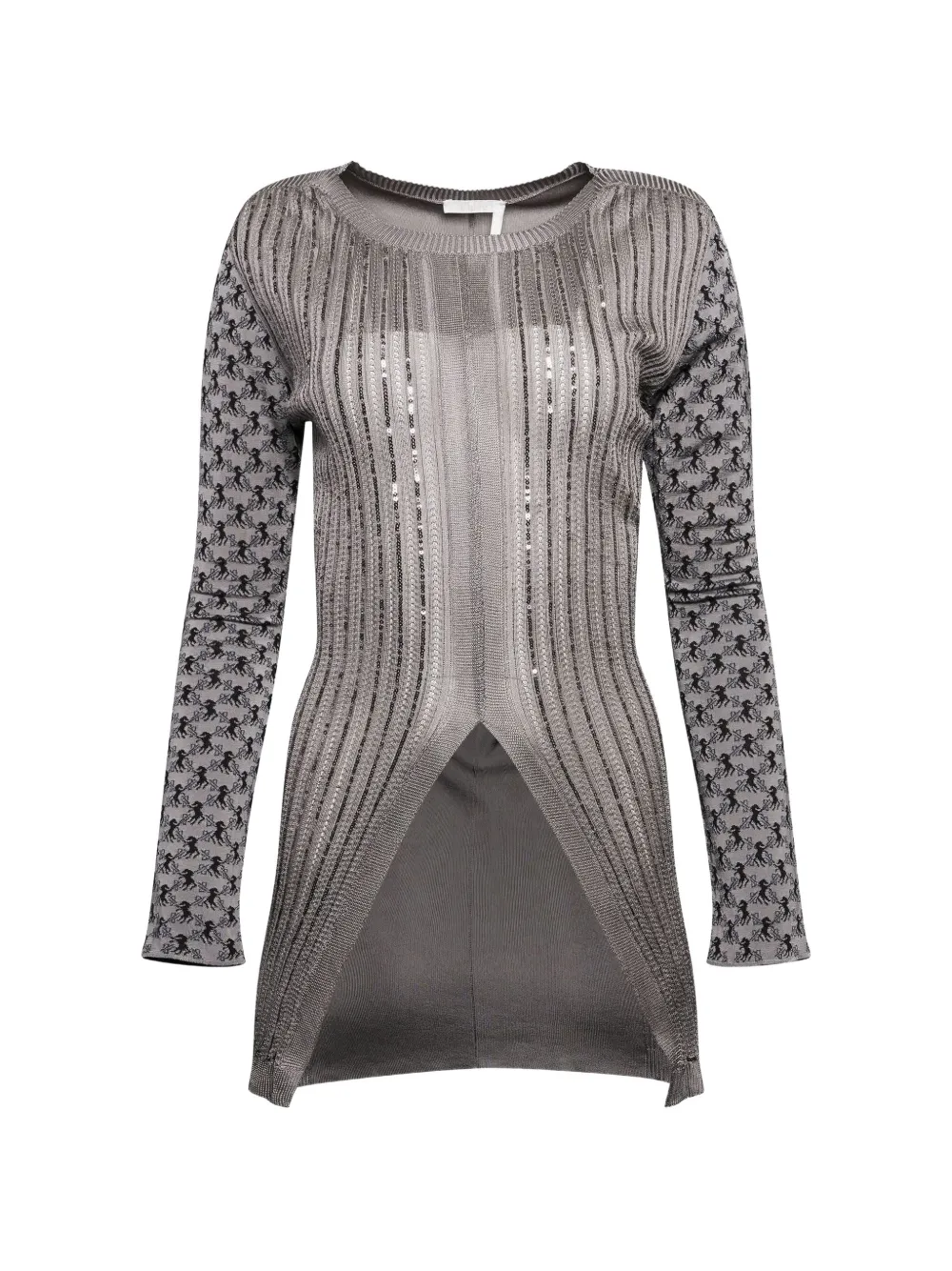 Chloé sequin-embellished horse-jacquard sweater - Grey