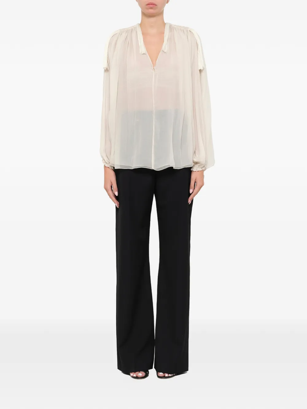 Lanvin Doorzichtige blouse met kwastje Wit