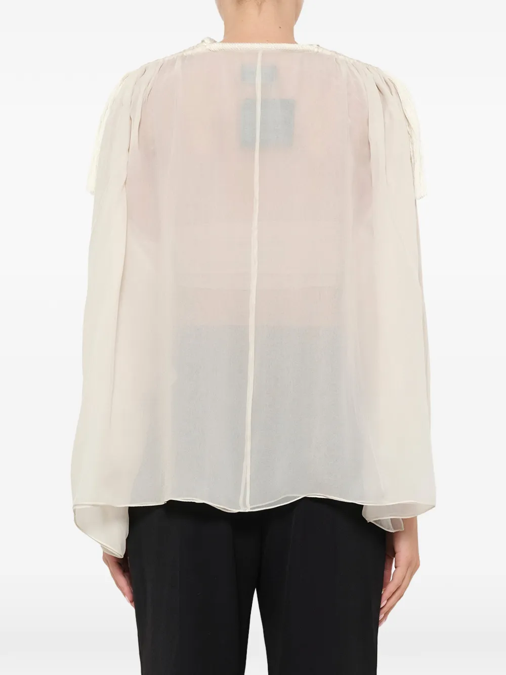 Lanvin Doorzichtige blouse met kwastje Wit