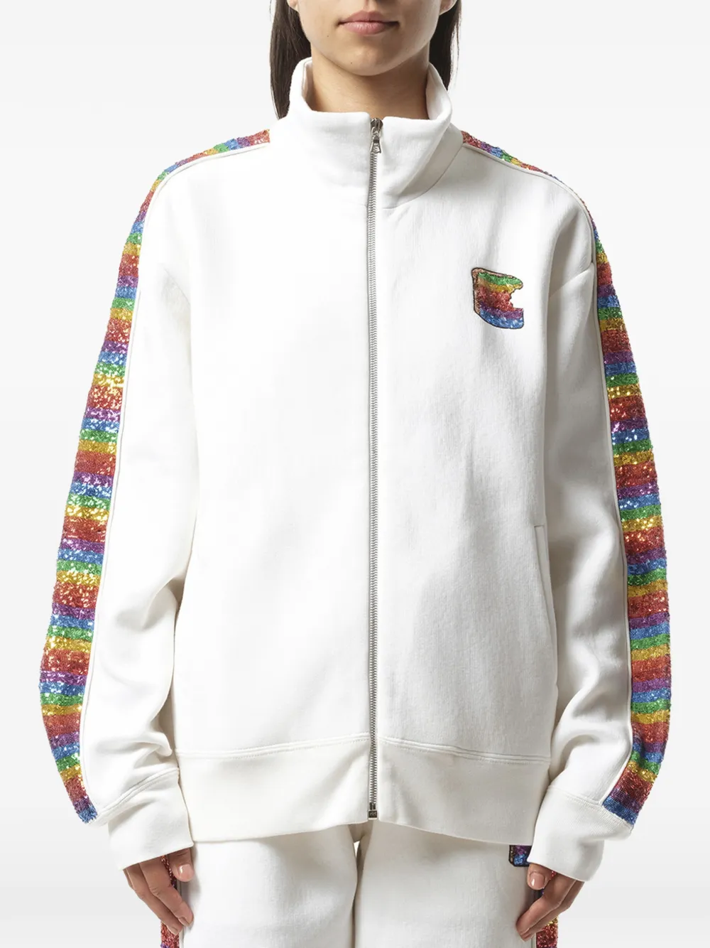 Marc Jacobs sequin-embellished zip-up sweatshirt - White