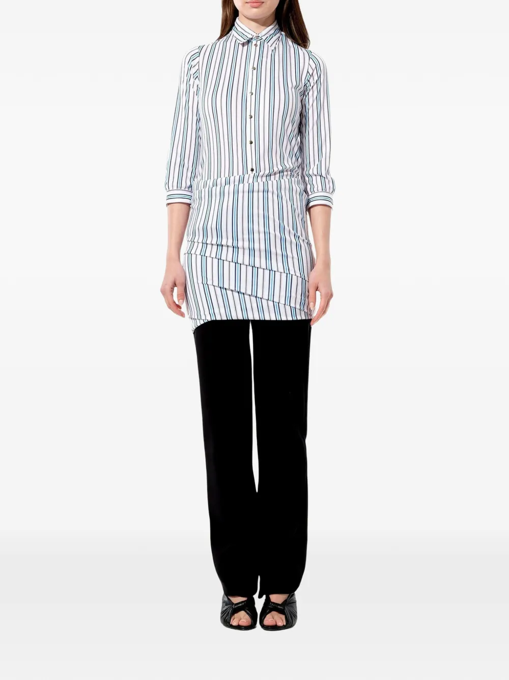 Balenciaga Gestreepte gedrapeerde blouse Zwart