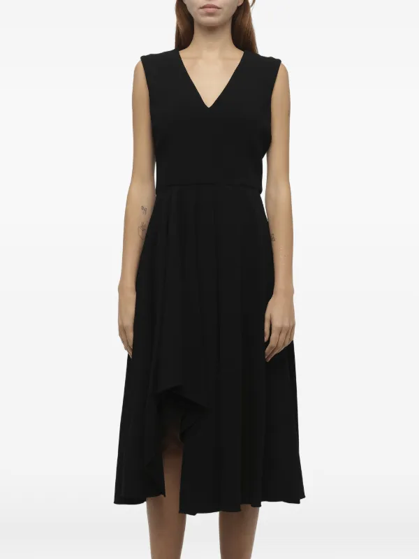 Alexander McQueen Asymmetric-hem V-neck Dress in Black