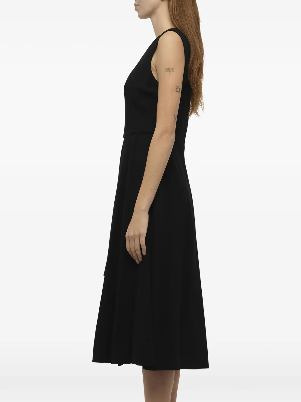 Alexander McQueen Asymmetric-hem V-neck Dress in Black, view 4