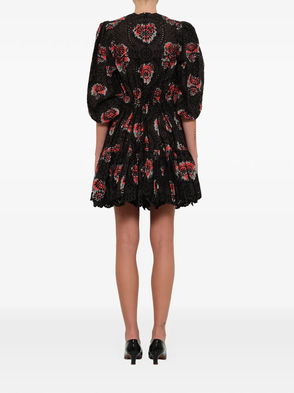 Alexander McQueen Jurk met broderie anglaise print Zwart