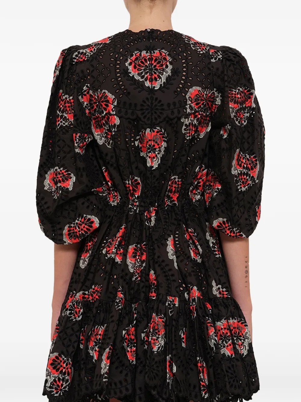 Alexander McQueen Jurk met broderie anglaise print Zwart