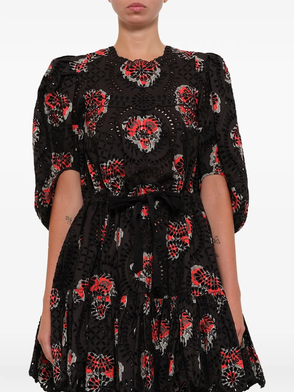 Alexander McQueen broderie-anglaise printed dress - Schwarz