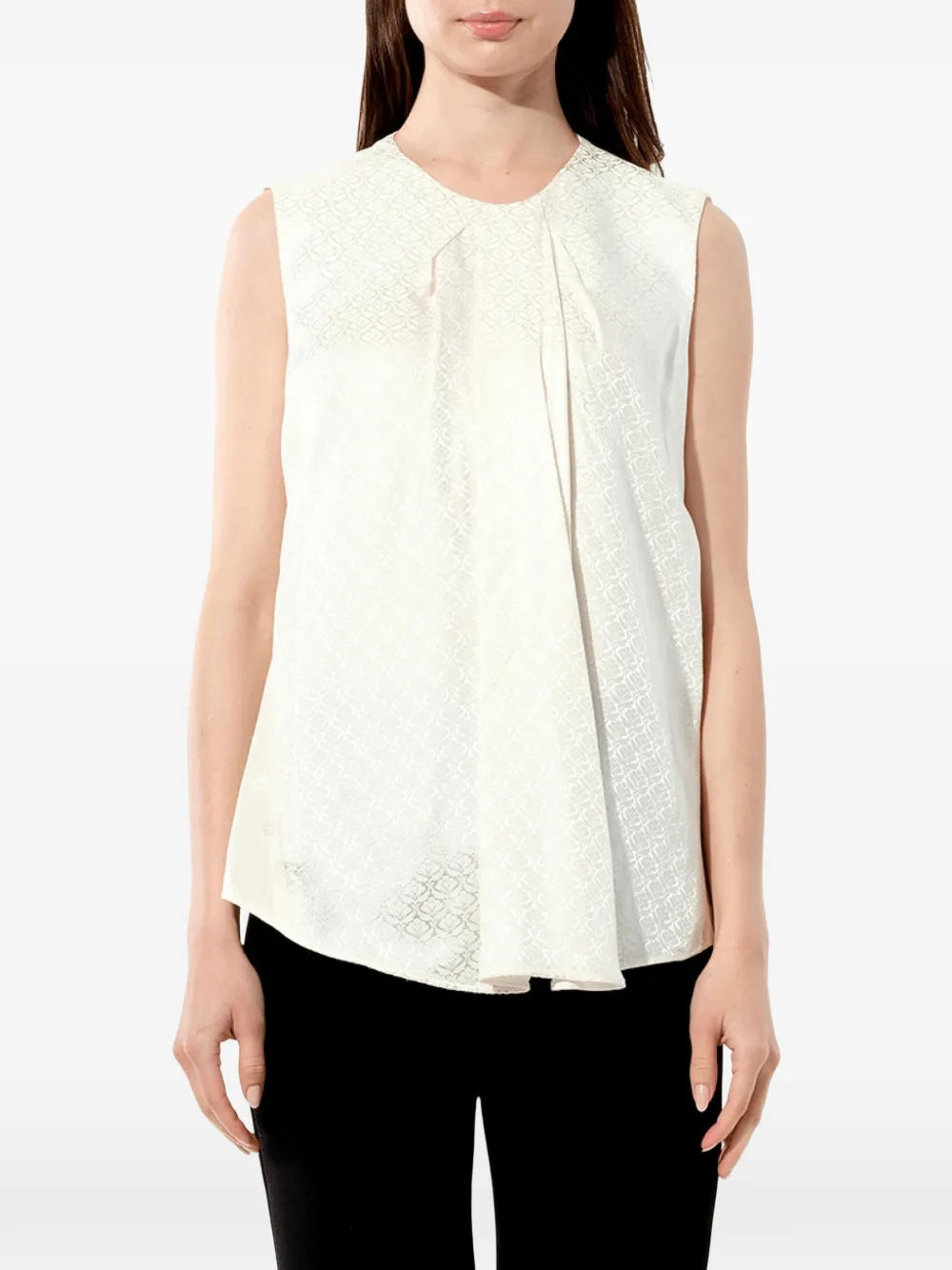 Balenciaga Mix jacquard satin blouse - Nude