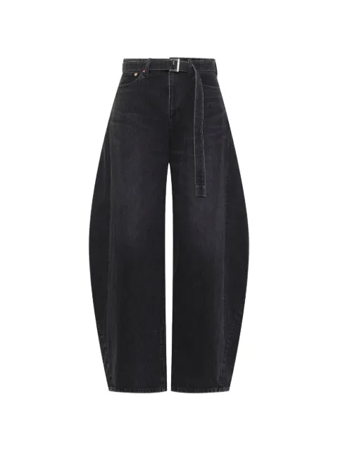 sacai belted barrel jeans