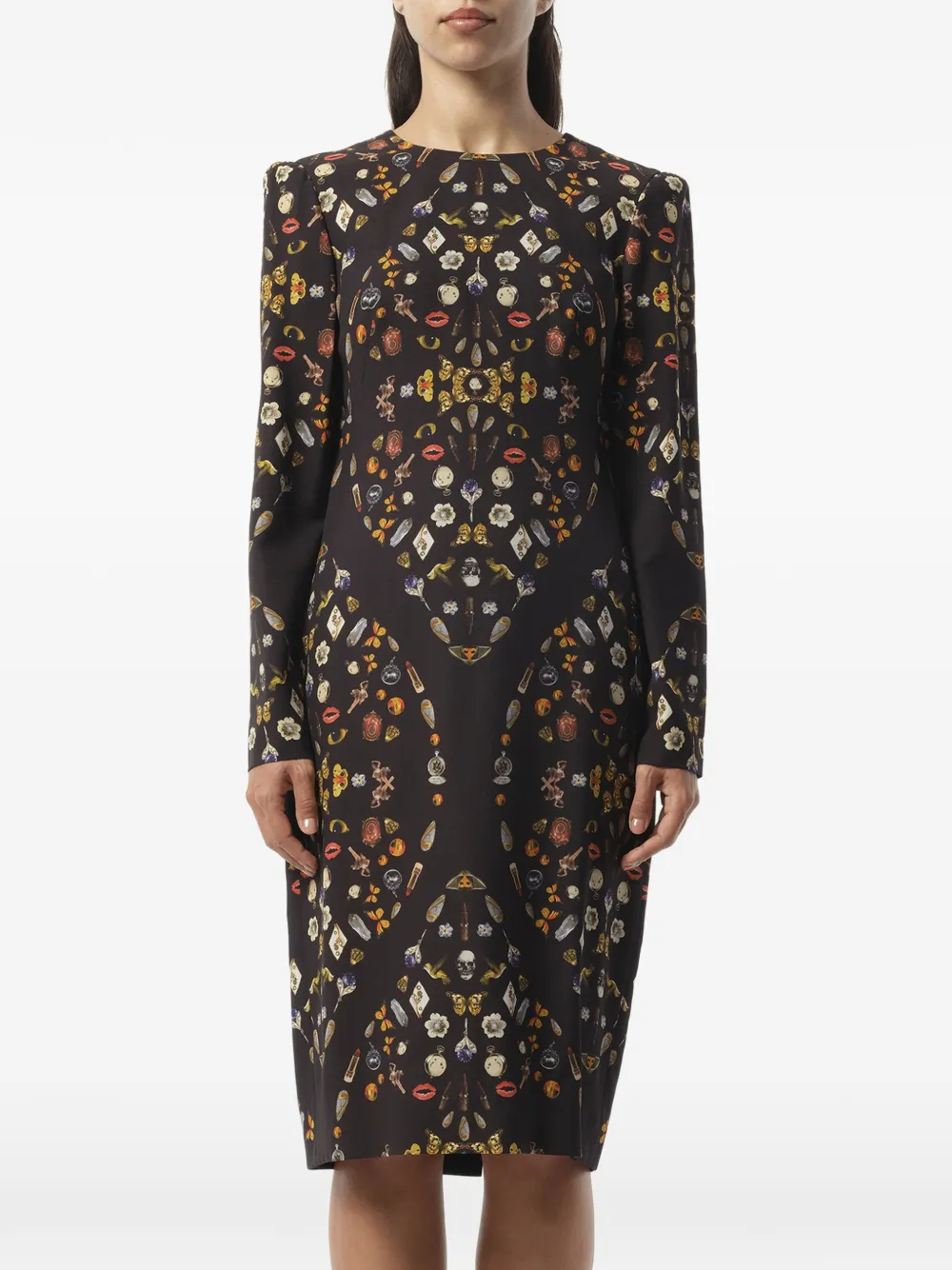 Alexander McQueen Obsession-print dress - Schwarz