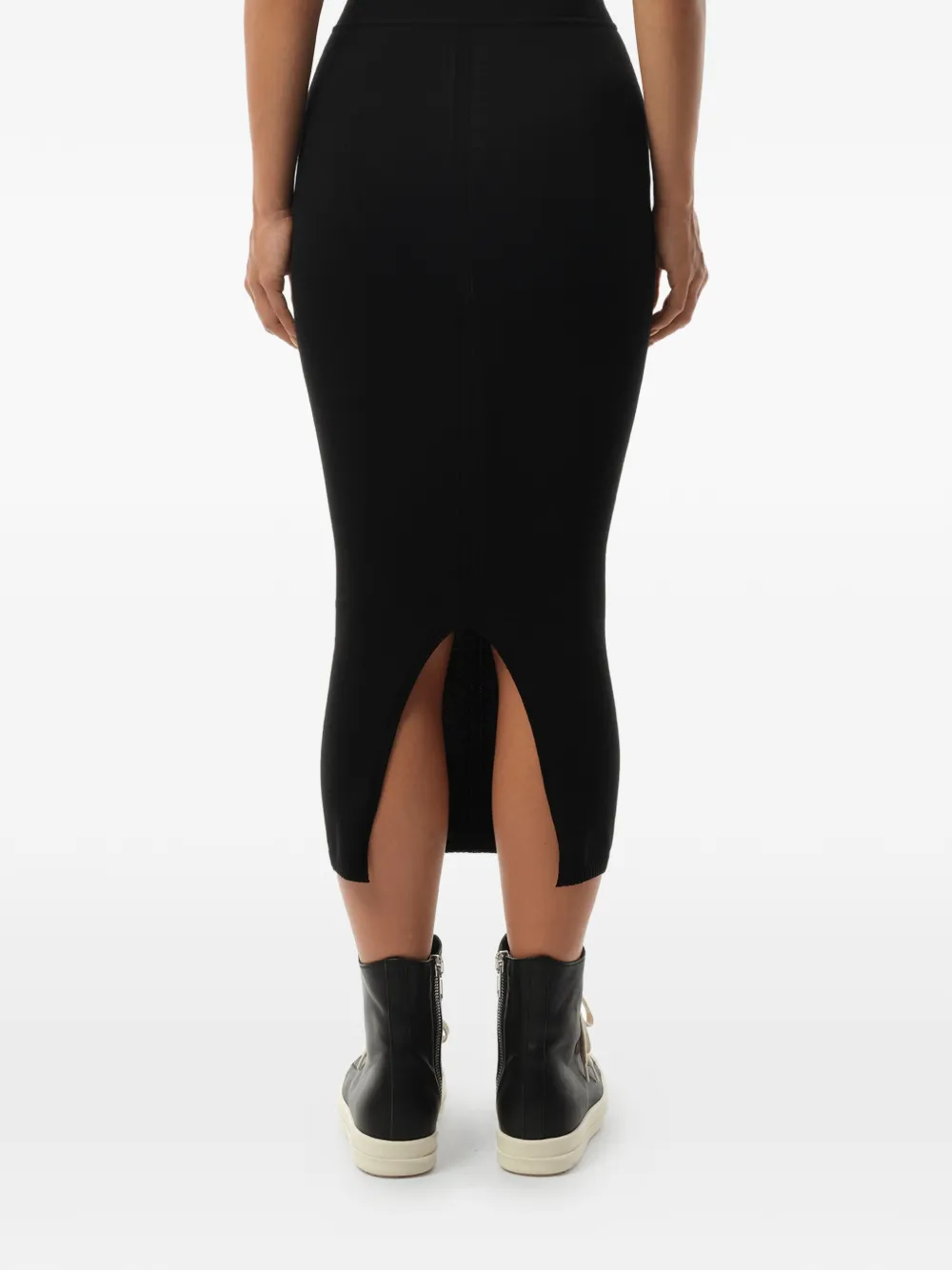 Rick Owens Ribgebreide rok met elastische tailleband Zwart