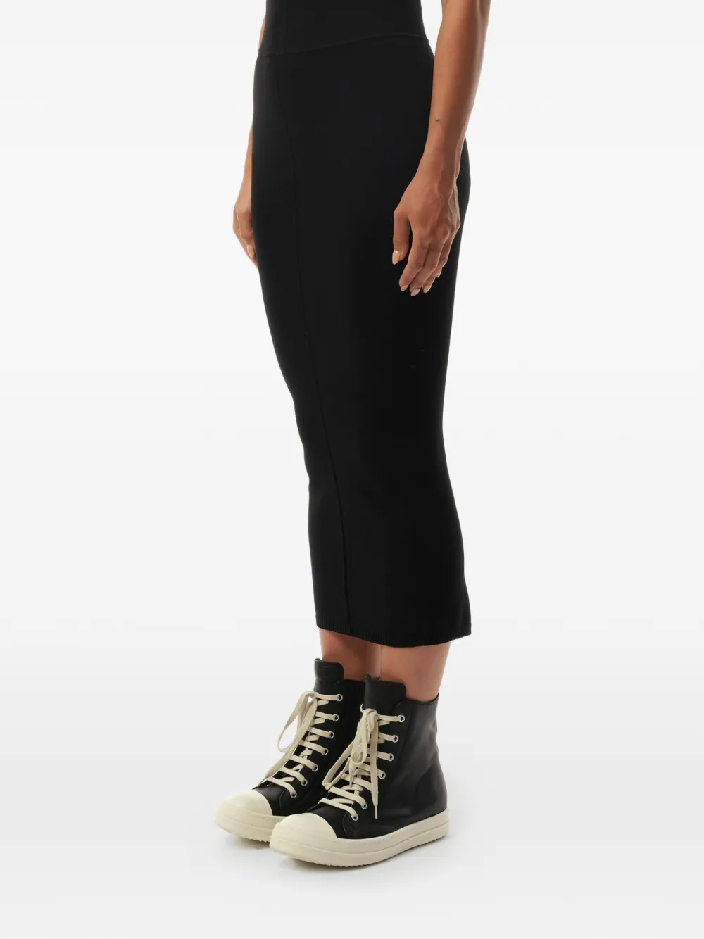 Rick Owens Ribgebreide rok met elastische tailleband Zwart
