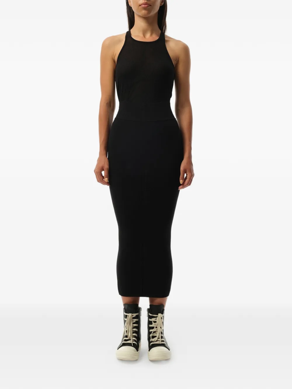 Rick Owens Ribgebreide rok met elastische tailleband Zwart