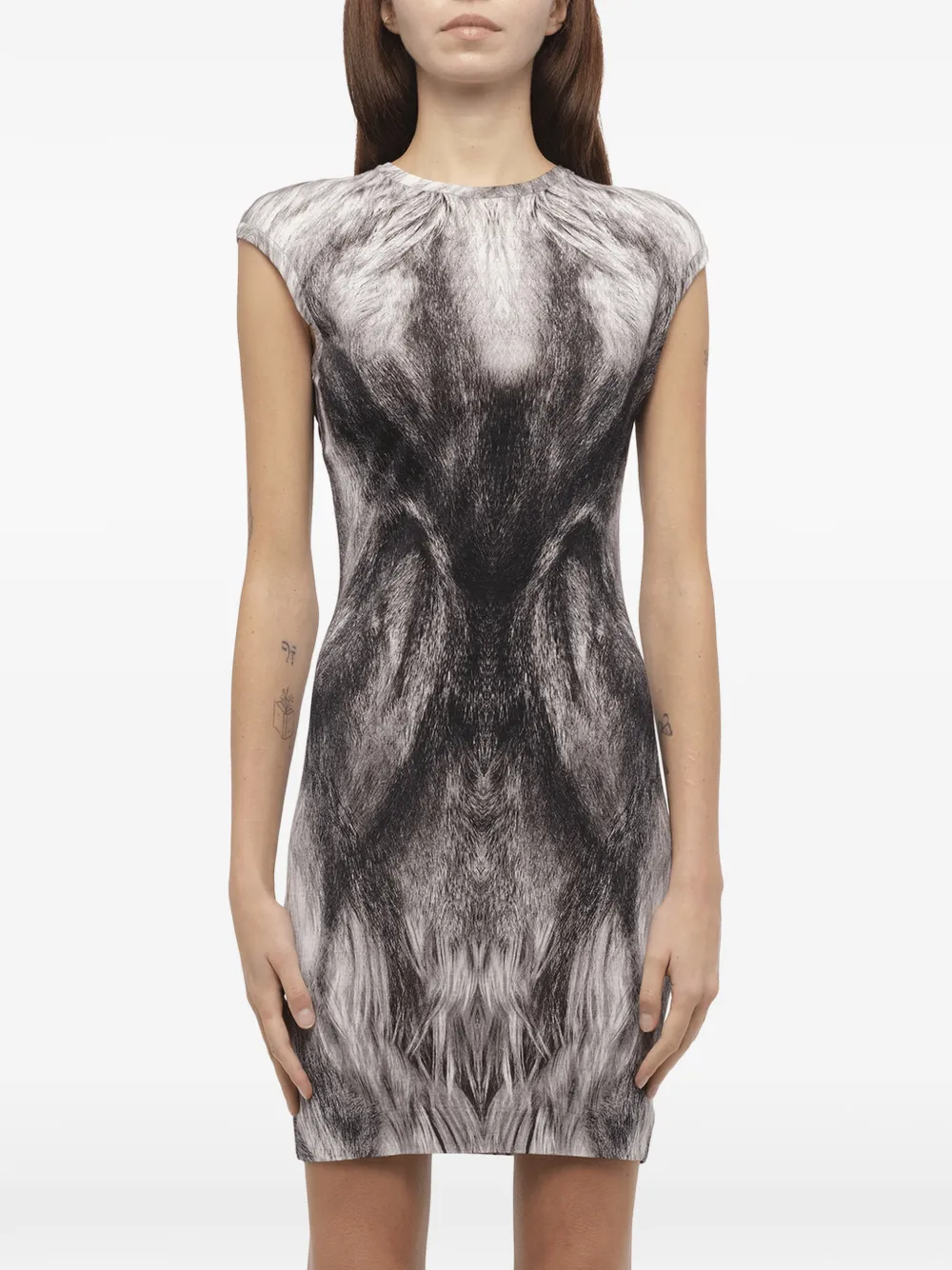 Alexander McQueen graphic-print cap-sleeve dress - Schwarz