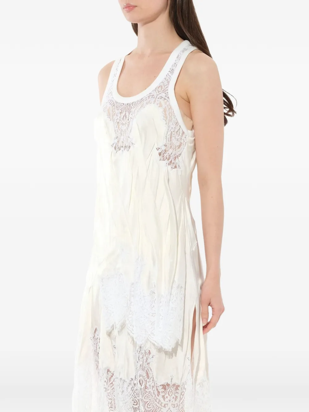 Givenchy Asymmetrische midi-jurk met kanten detail Beige