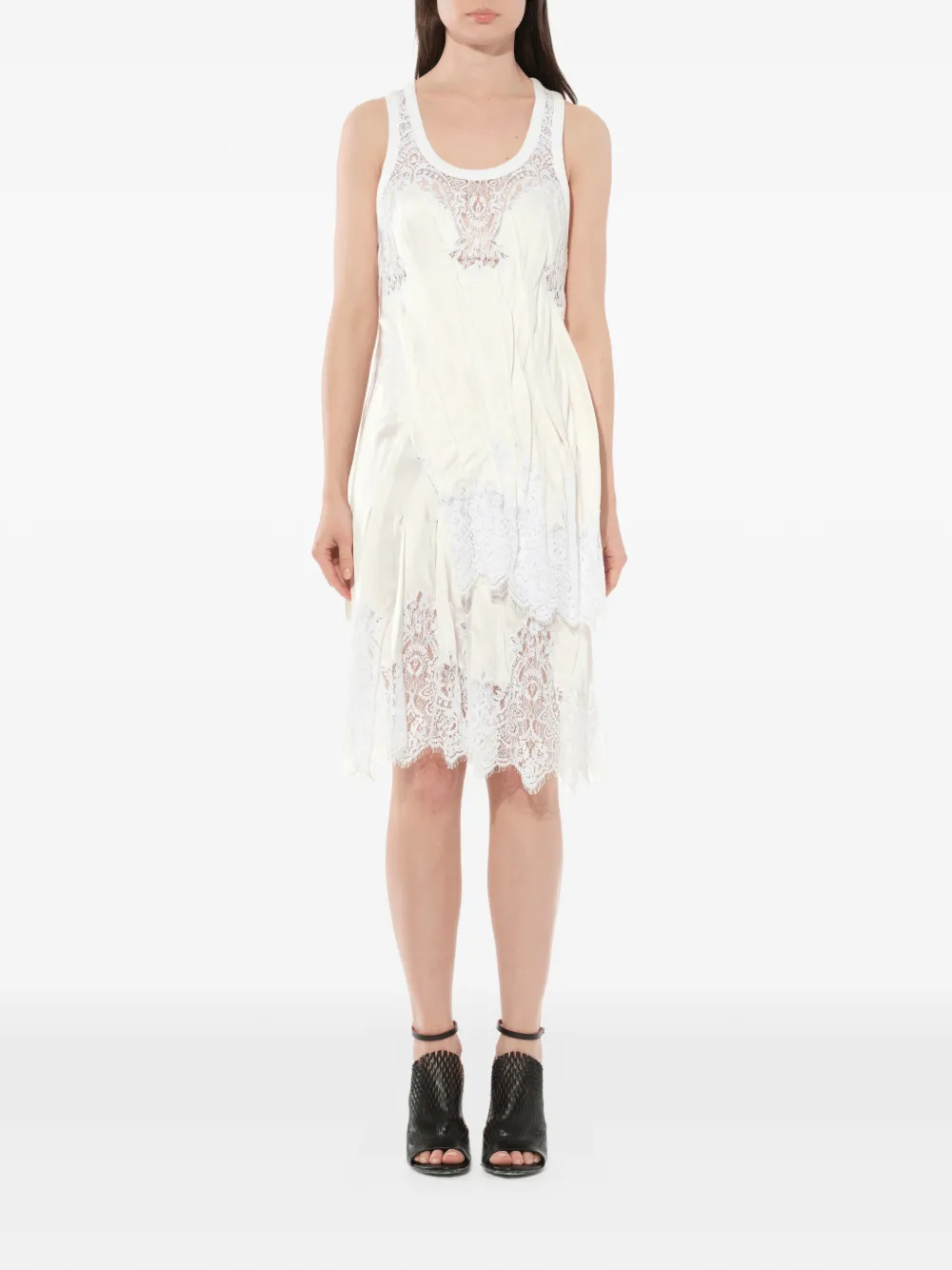 Givenchy Asymmetrische midi-jurk met kanten detail Beige