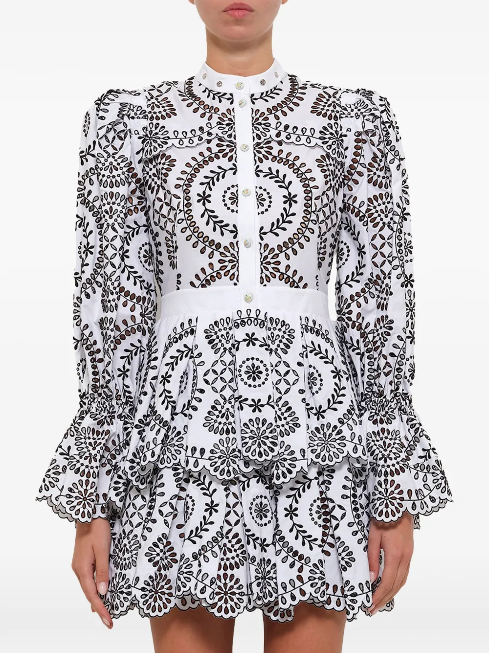 Alexander McQueen broderie-anglaise tiered dress - Weiß