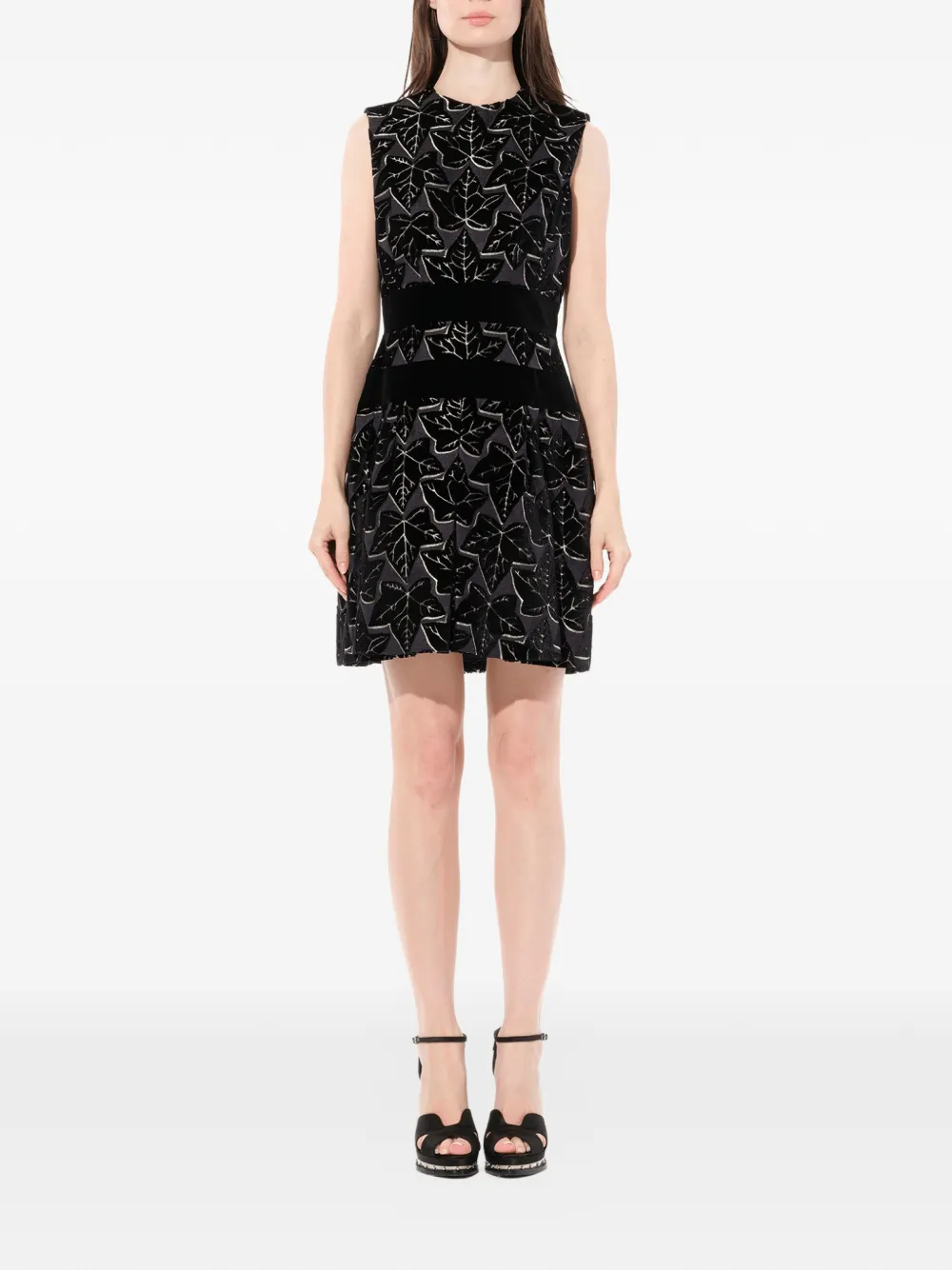 Alexander McQueen Mini-jurk met bladerpatroon Zwart