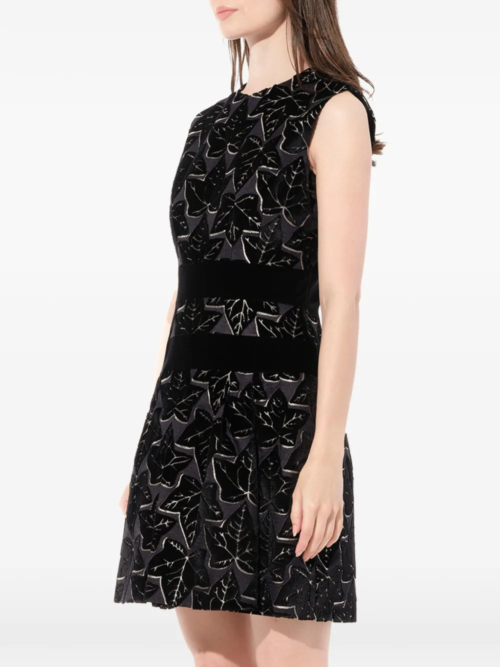 Alexander McQueen Mini-jurk met bladerpatroon Zwart