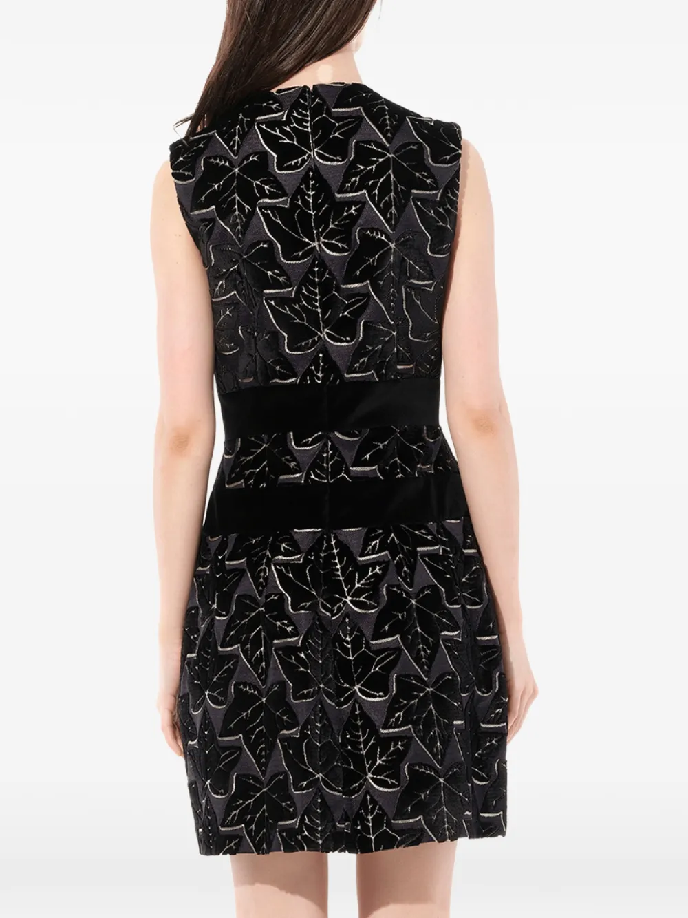 Alexander McQueen Mini-jurk met bladerpatroon Zwart