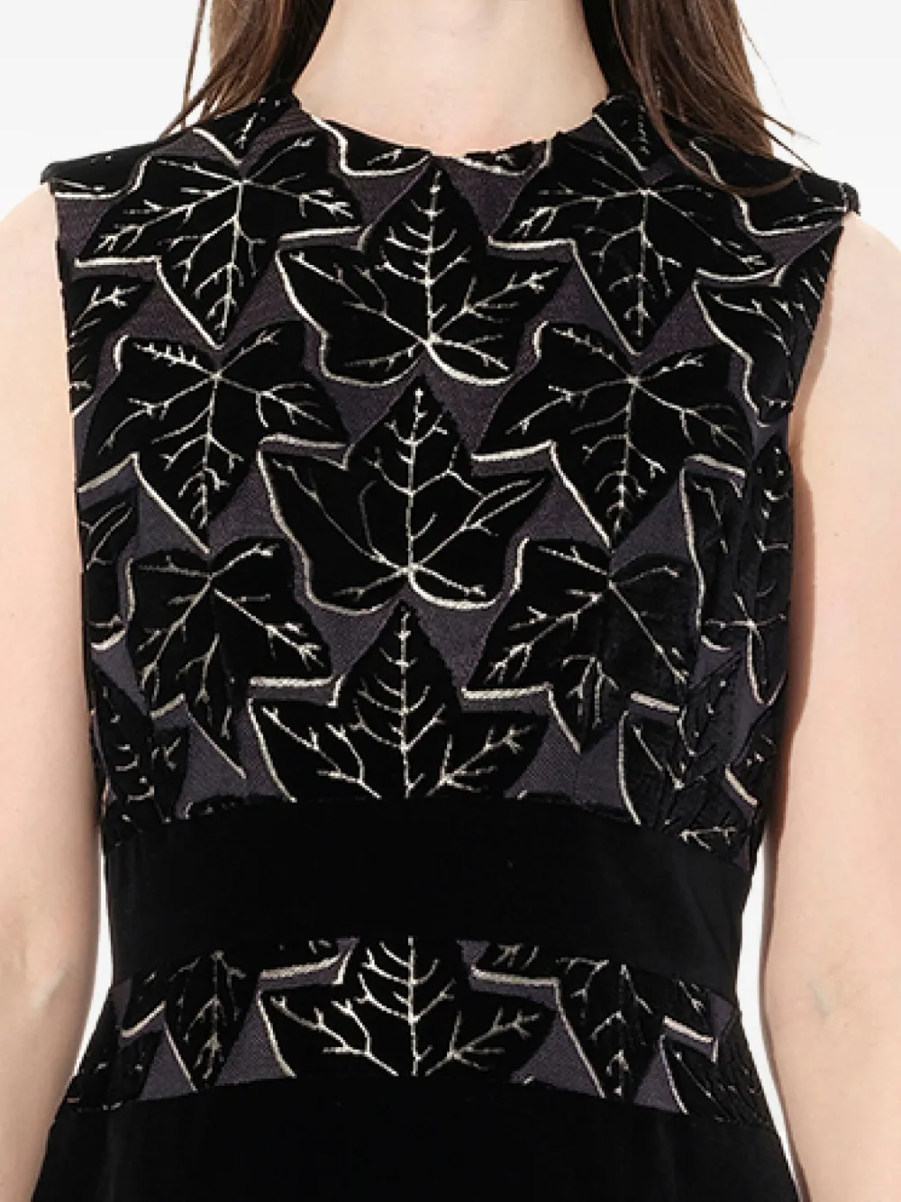 Alexander McQueen Mini-jurk met bladerpatroon Zwart