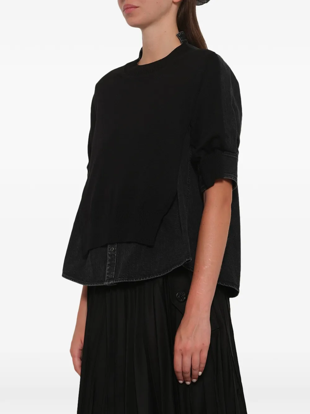 sacai Trui met denim vlakken Grijs