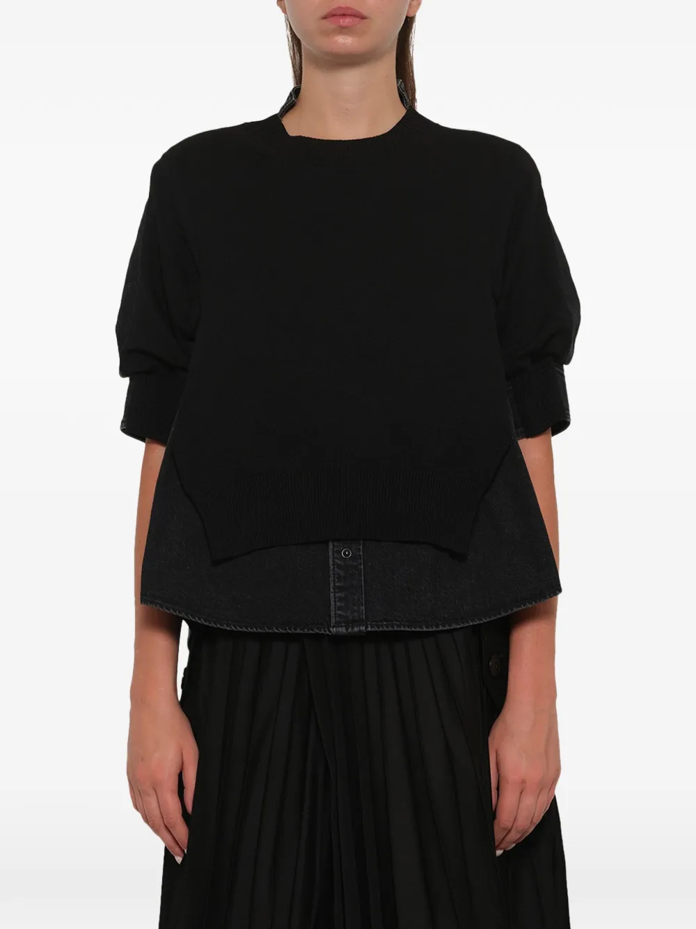 sacai Trui met denim vlakken Grijs
