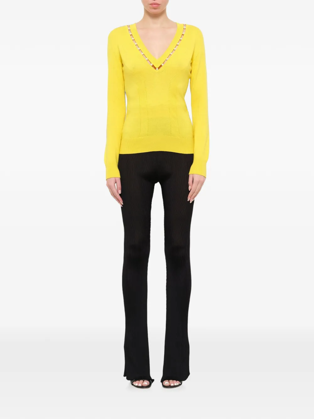 Givenchy Top verfraaid met imitatieparel en V-hals Geel