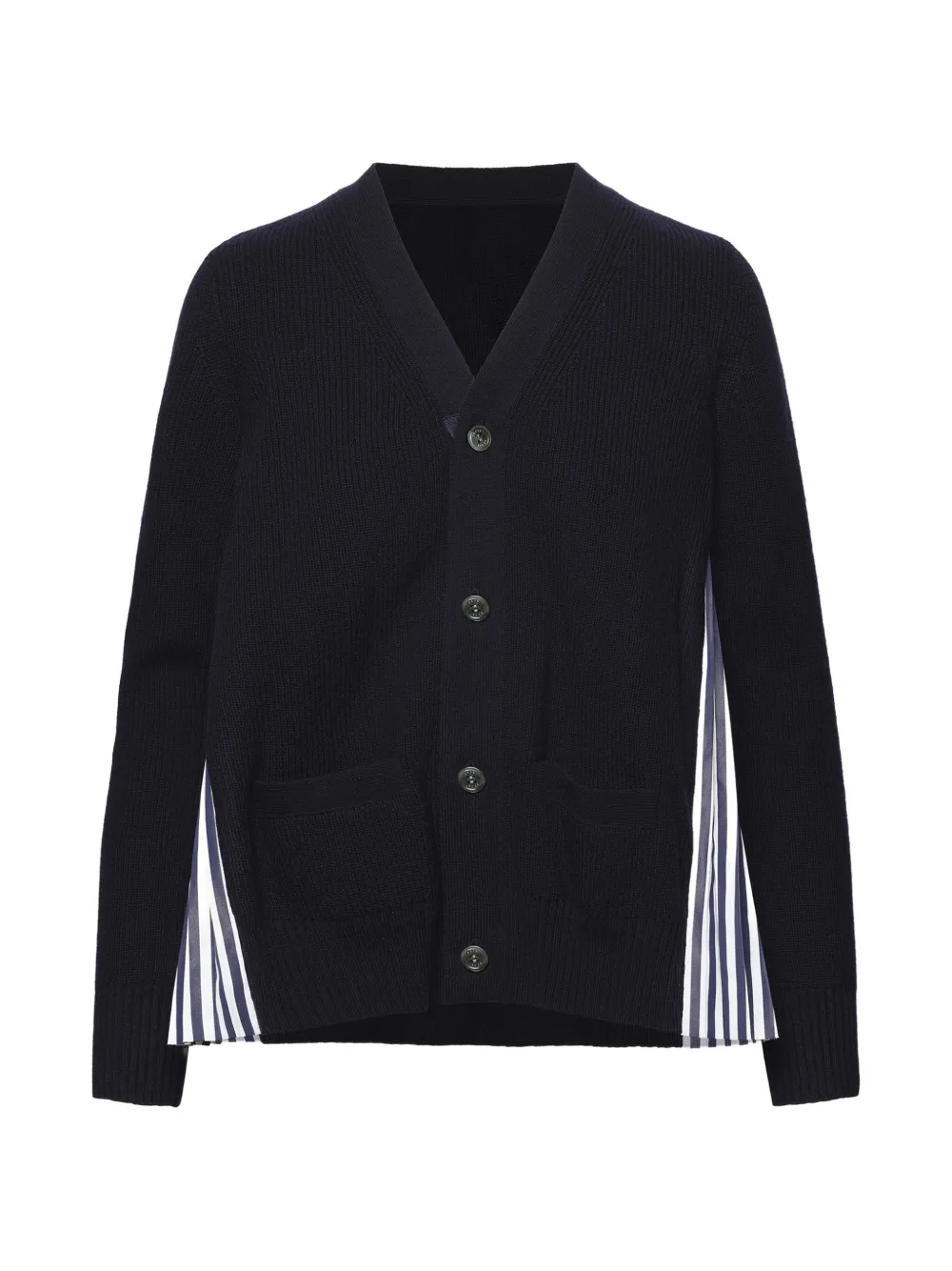 sacai pleated striped cardigan - Blu