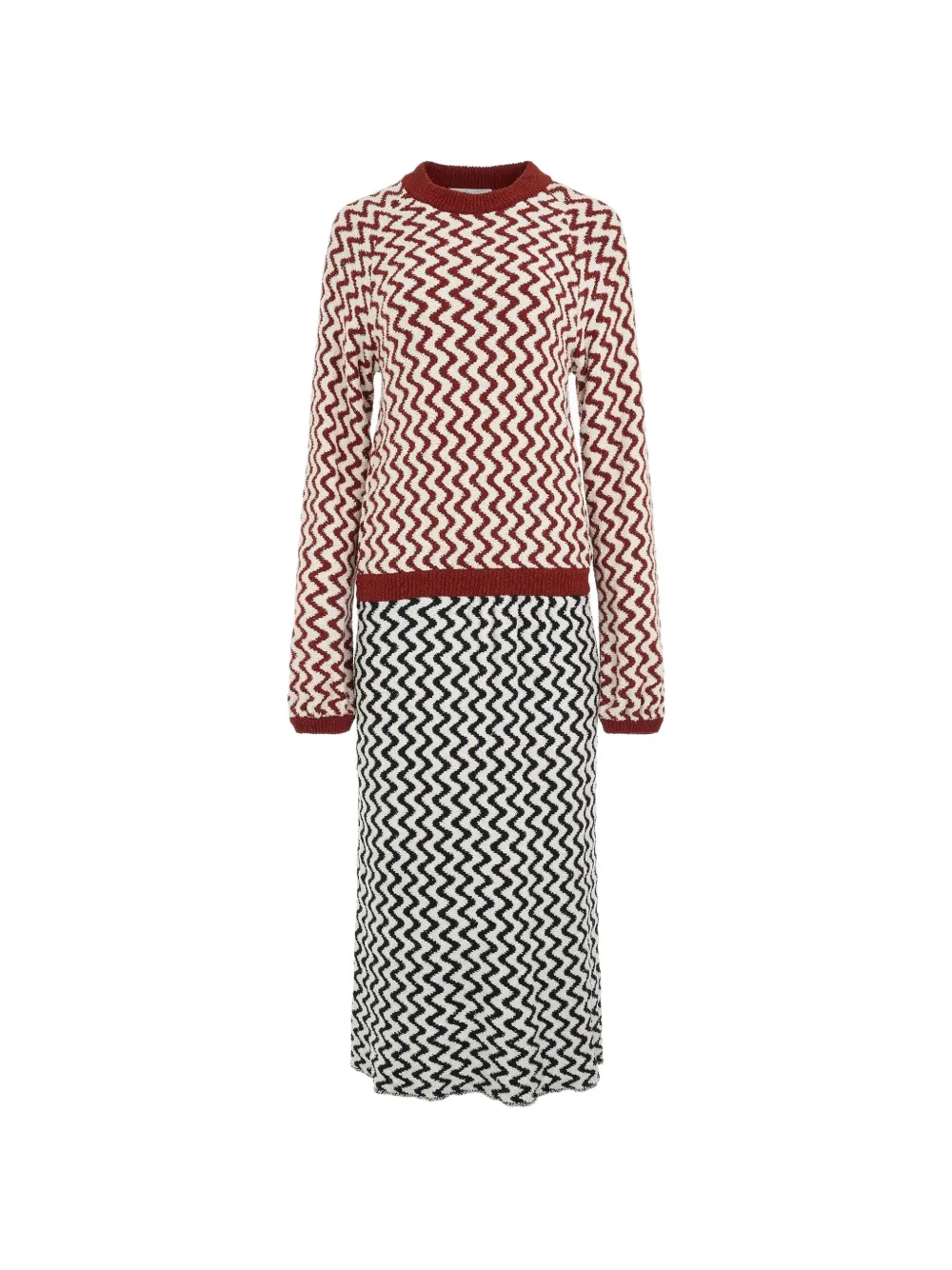 Chloé zig-zag-pattern long-sleeve maxi dress - Weiß