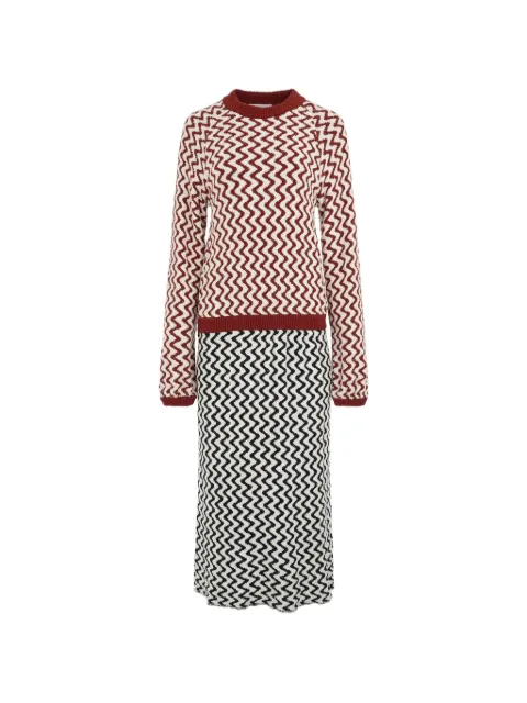 Chloé zig-zag-pattern long-sleeve maxi dress