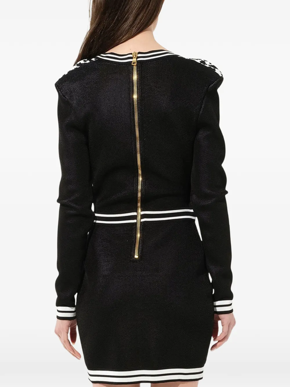 Balmain Jurk met luipaardprint en veters Zwart