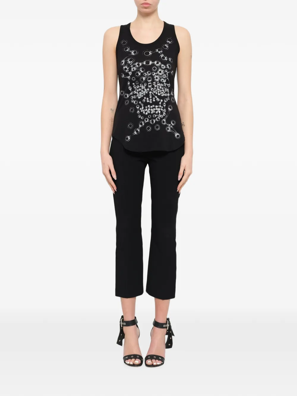 Alexander McQueen eyelet-print racerback tank top Zwart