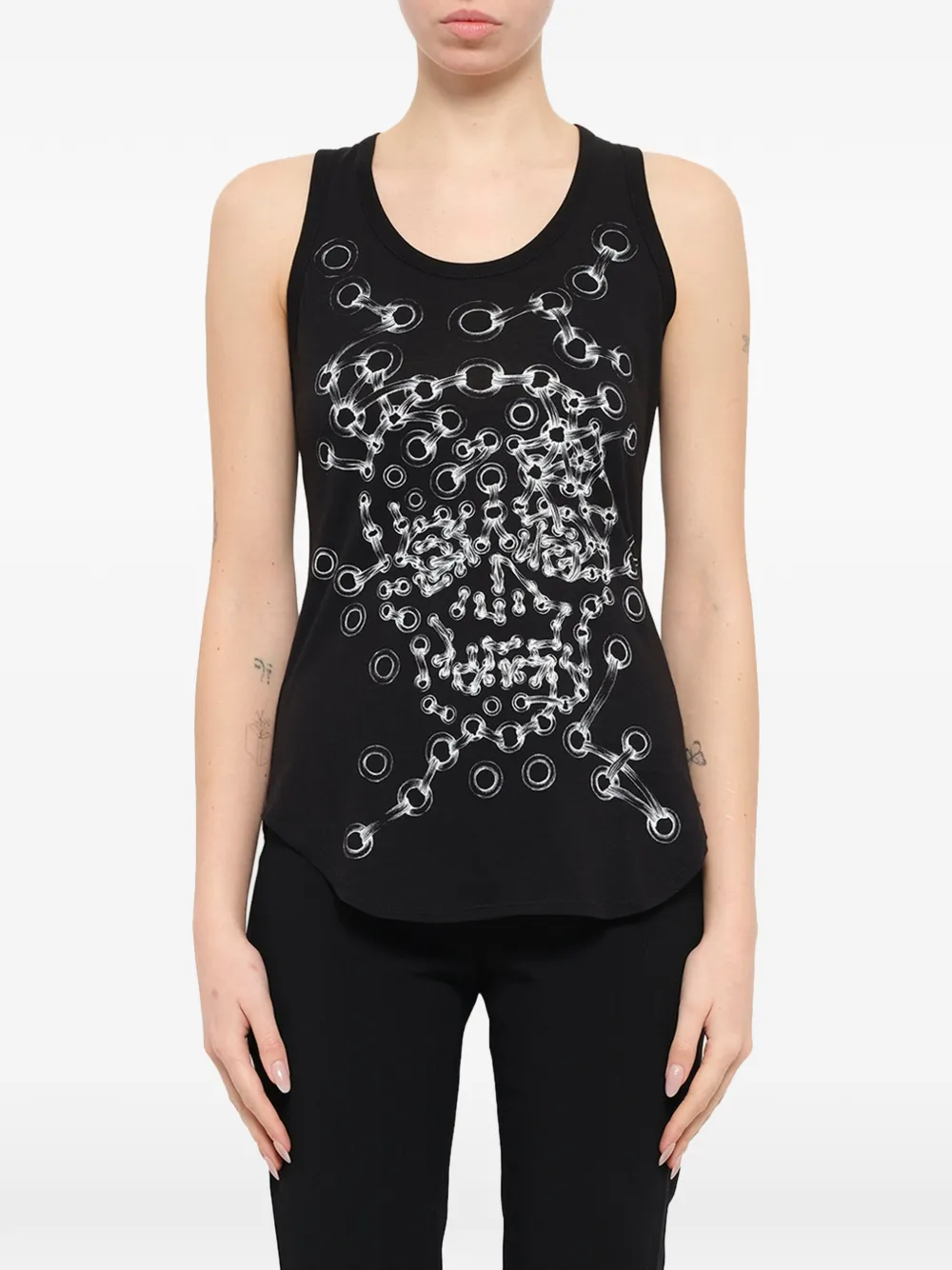 Alexander McQueen eyelet-print racerback tank top - Nero