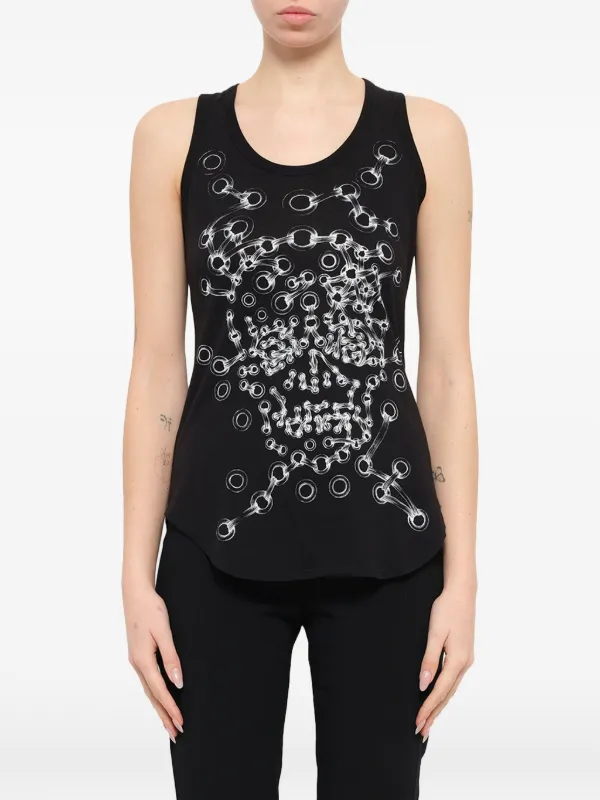 Alexander McQueen Eyelet-print Racerback Tank Top in Black