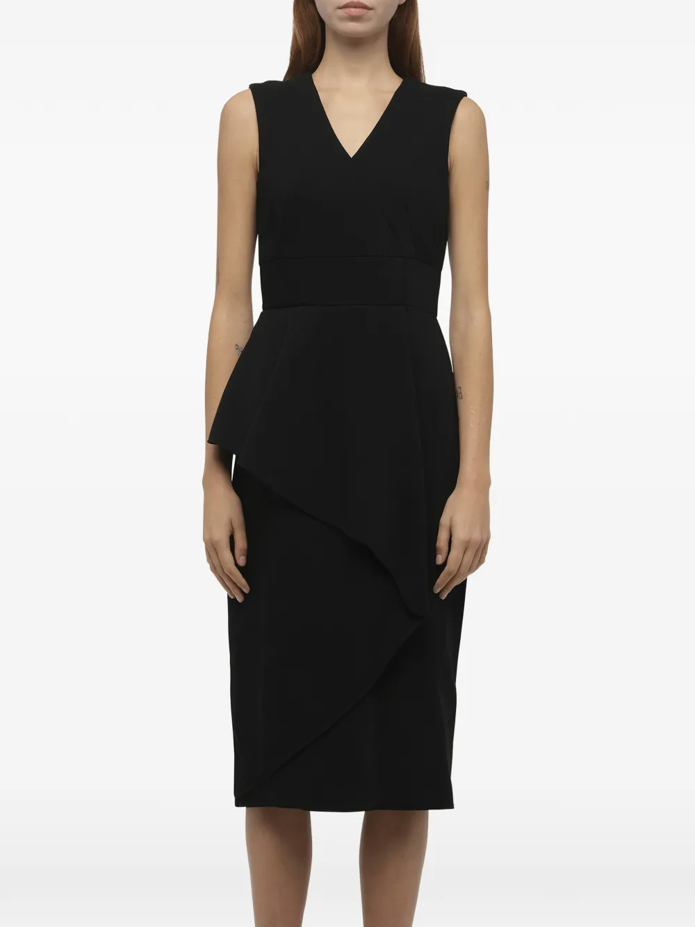 Alexander McQueen peplum-waist wool dress - Schwarz