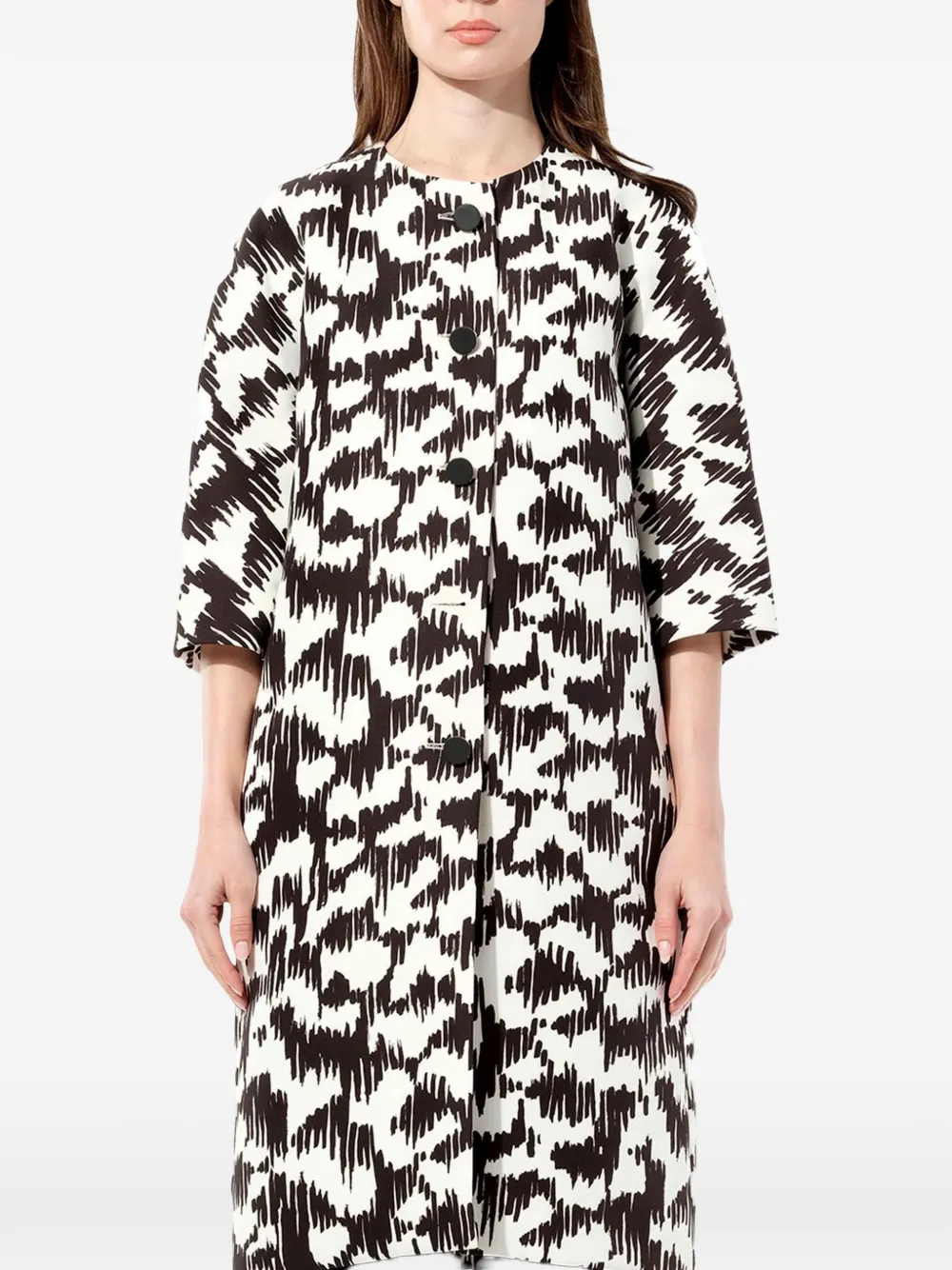 Balenciaga abstract-pattern button-up coat - Bianco