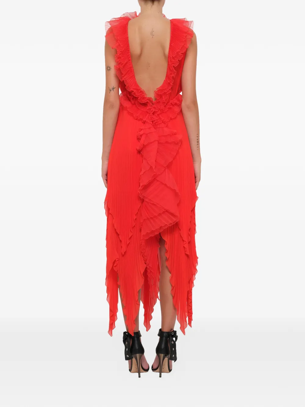Givenchy Pod geplooide jurk met ruches Rood