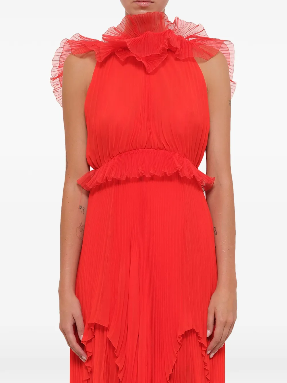 Givenchy Pod geplooide jurk met ruches Rood